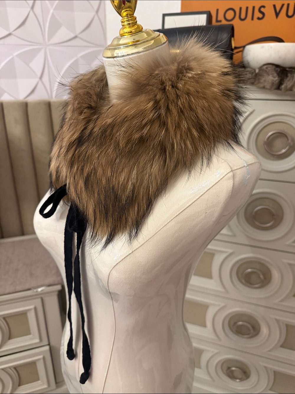 Max Mara raccoon fur collar